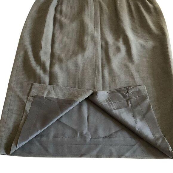 Carlisle Skirt Midi A-line Wool Blend Dark Grey Zipper Button Closure Women 14 - Picture 6 of 10